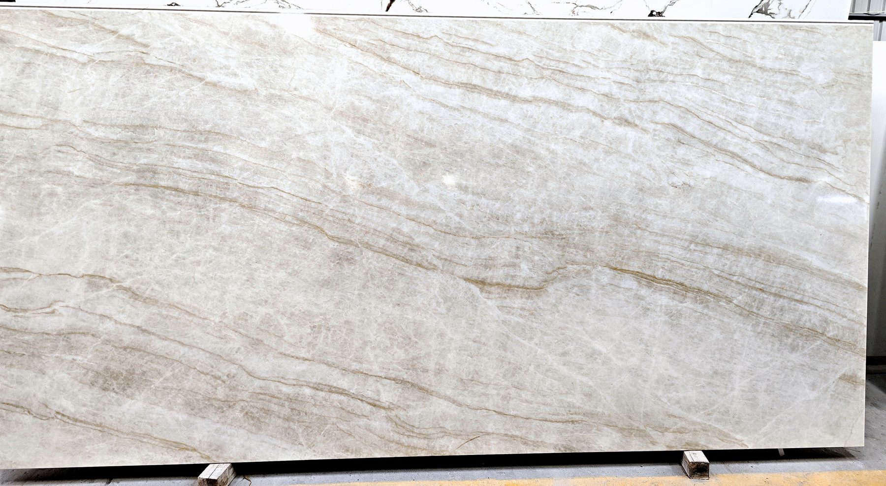 Natural Taj Mahal quartzite slab surface detail